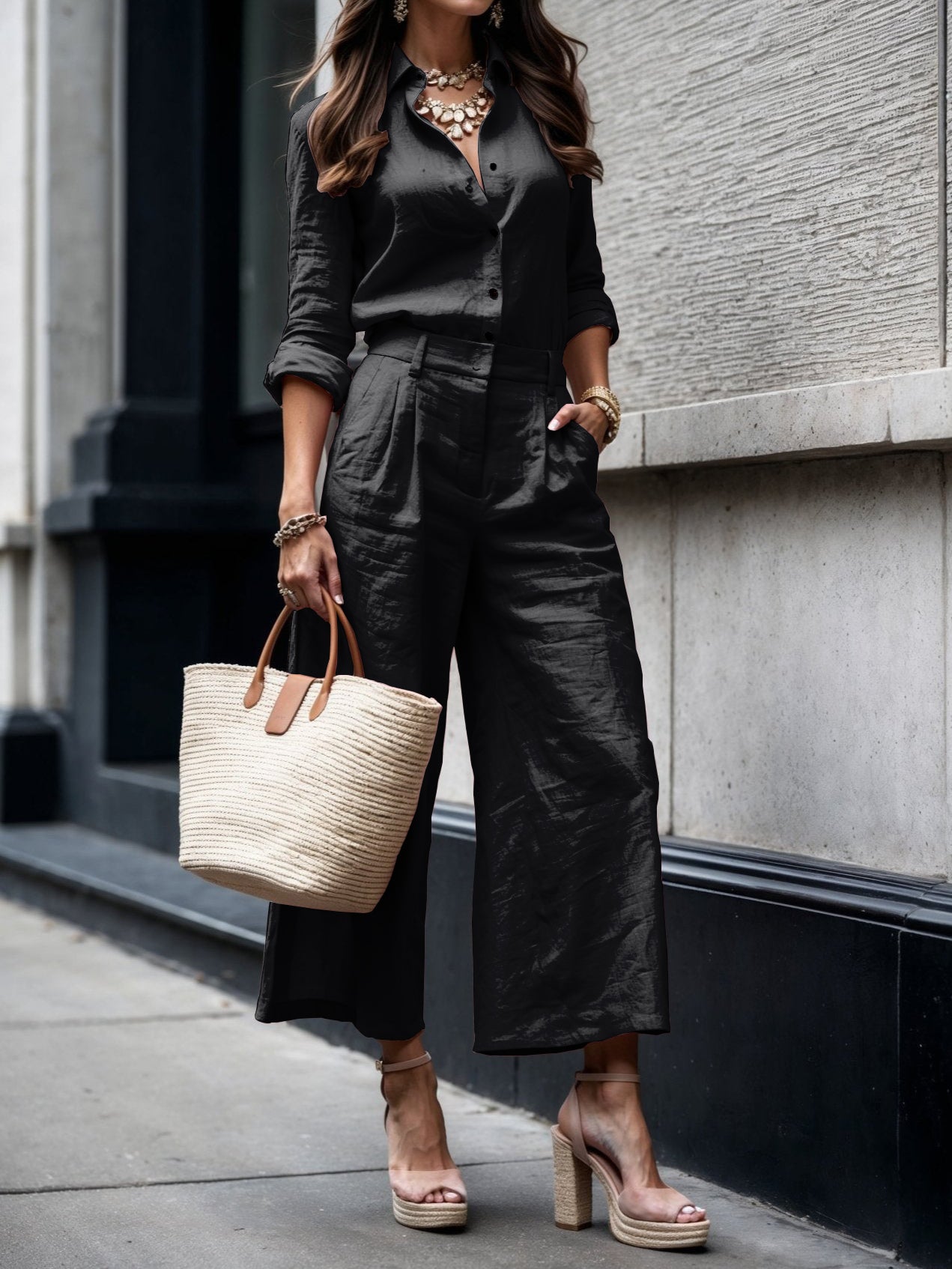 Women's Capri Pants and Loose Shirt Set