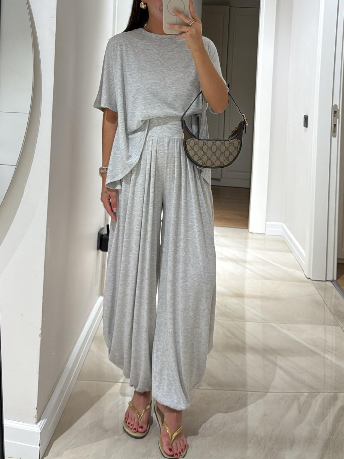 Women's Casual Top & Wide-Leg Pants Set