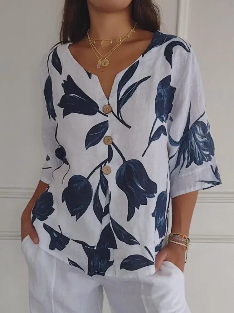 Women's Floral Button-Up Blouse