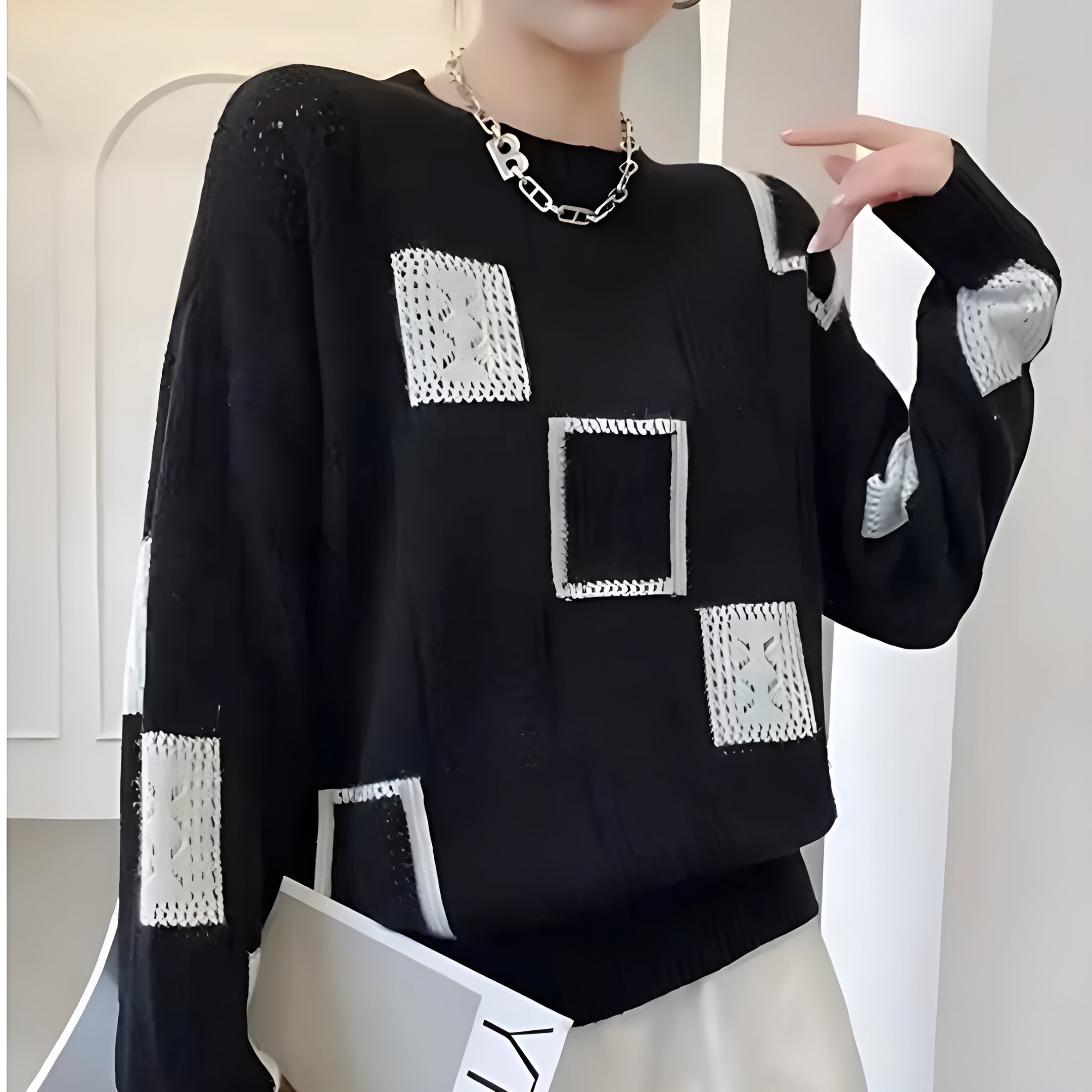 Women's Elegant Squares Sweater