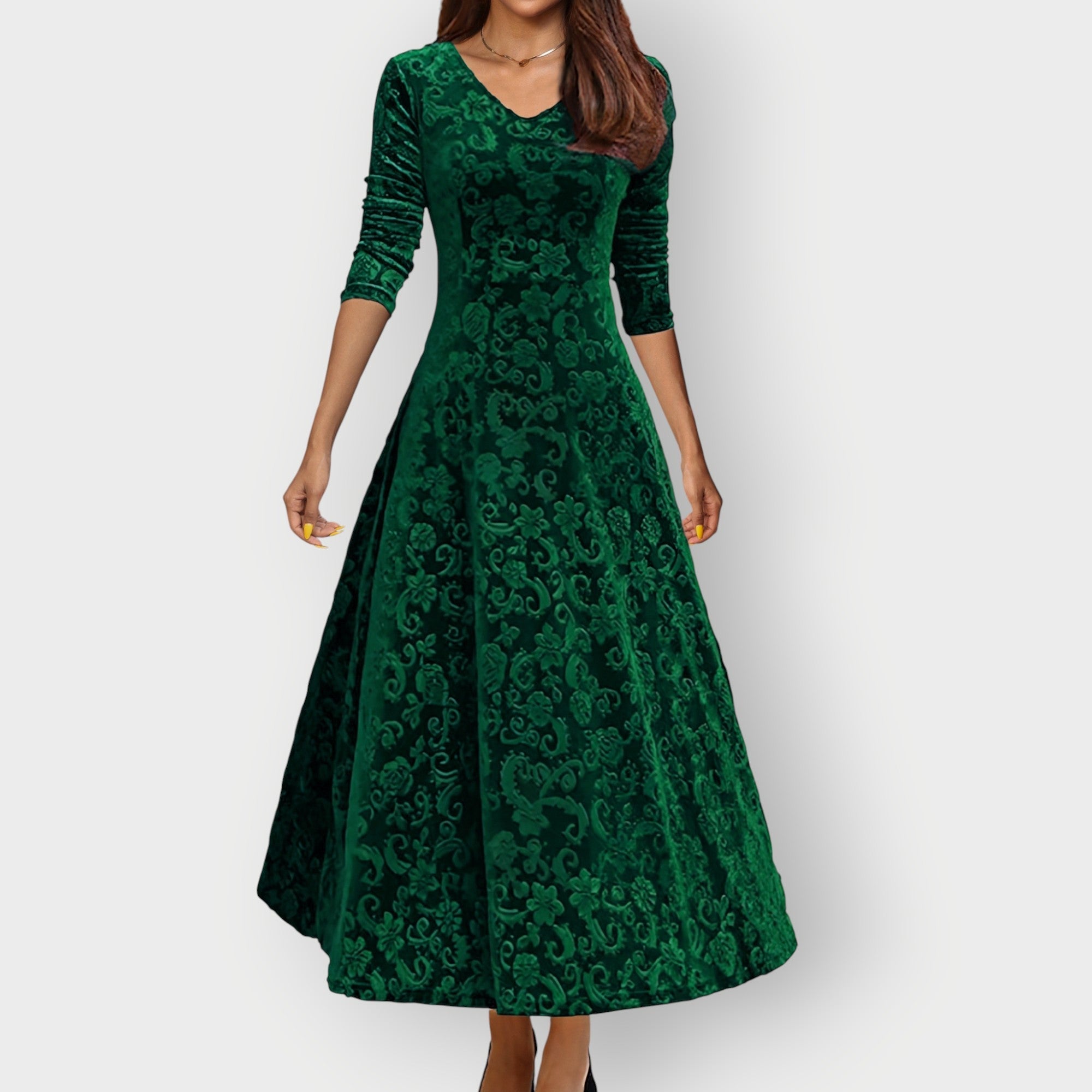 Women's Vintage Velvet Midi Dress
