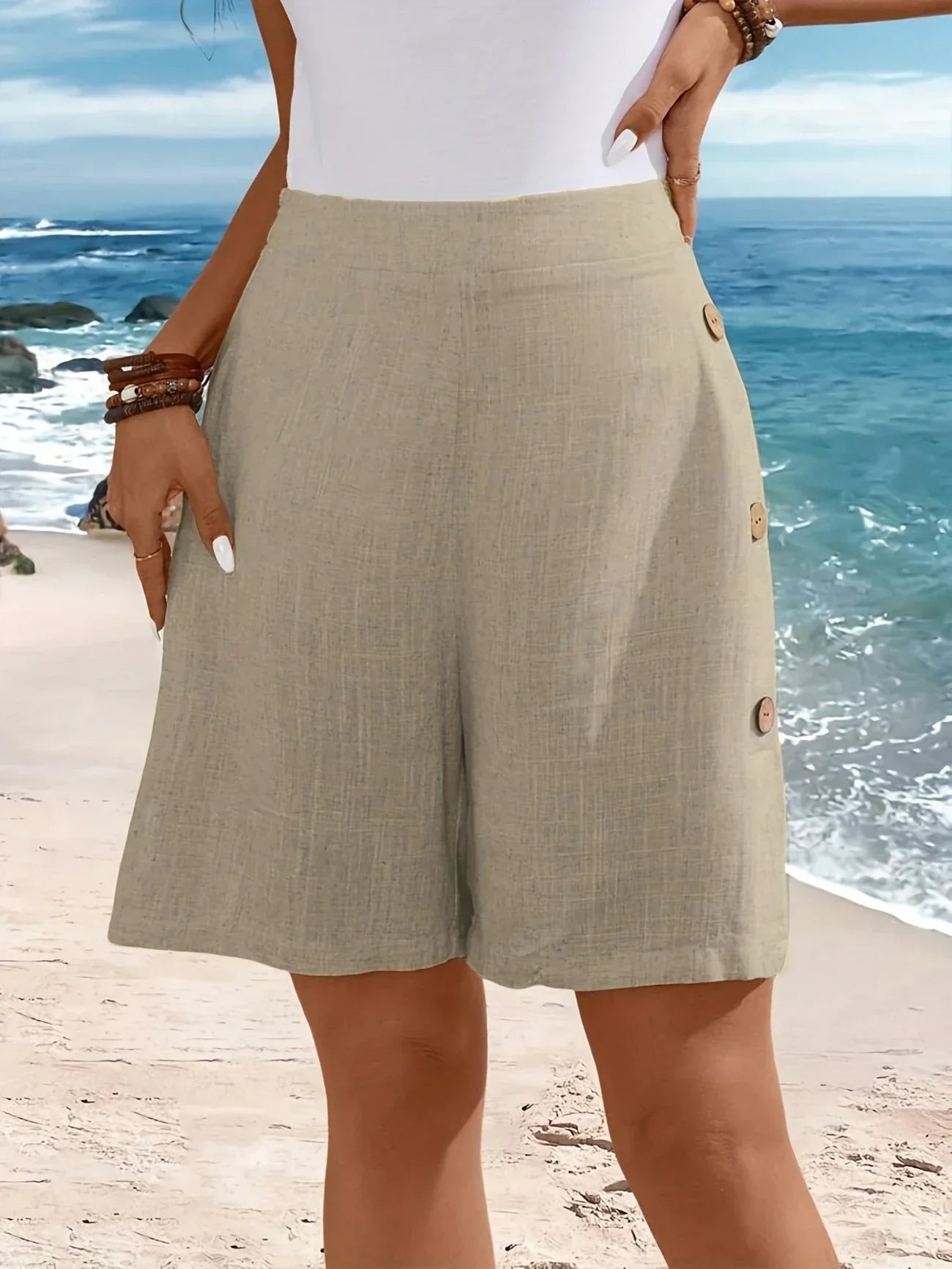 Women's Comfortable Shorts With Buttons
