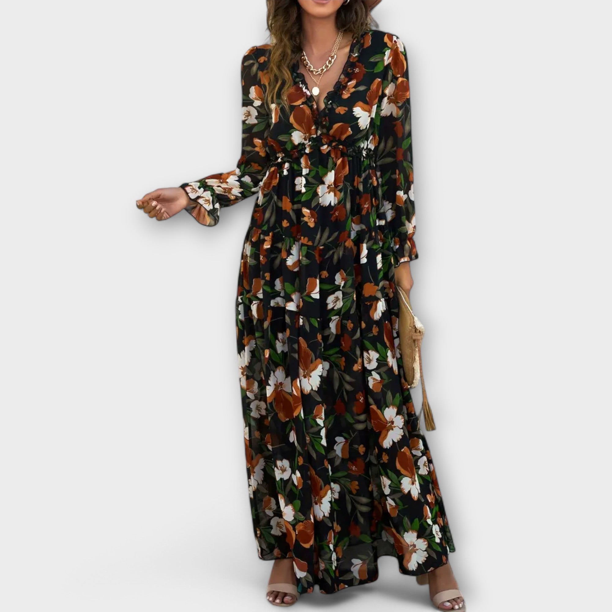 Women's Floral V-Neck Maxi Dress