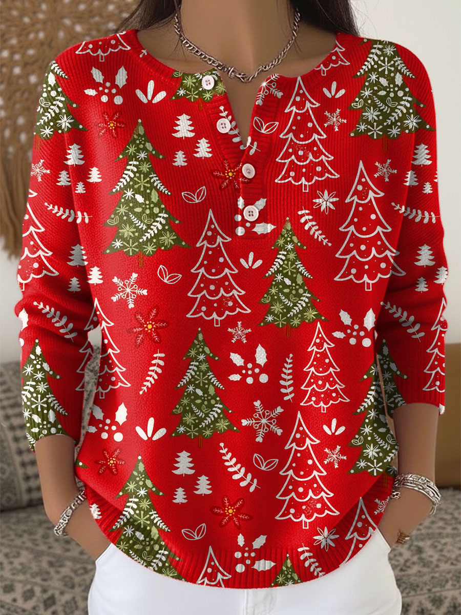 Women's Christmas Sweater with Buttons