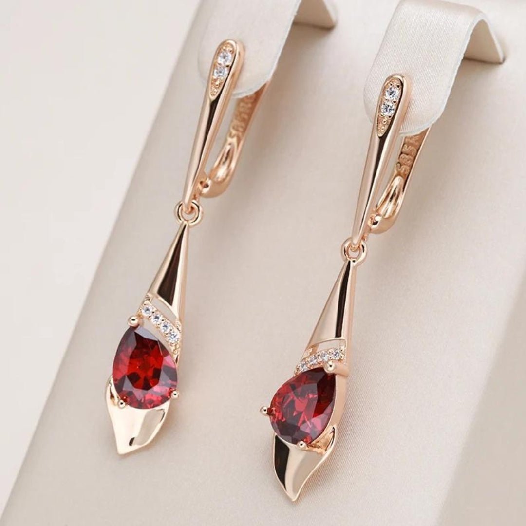 Women's Elegant Red Crystal Gold Pendant