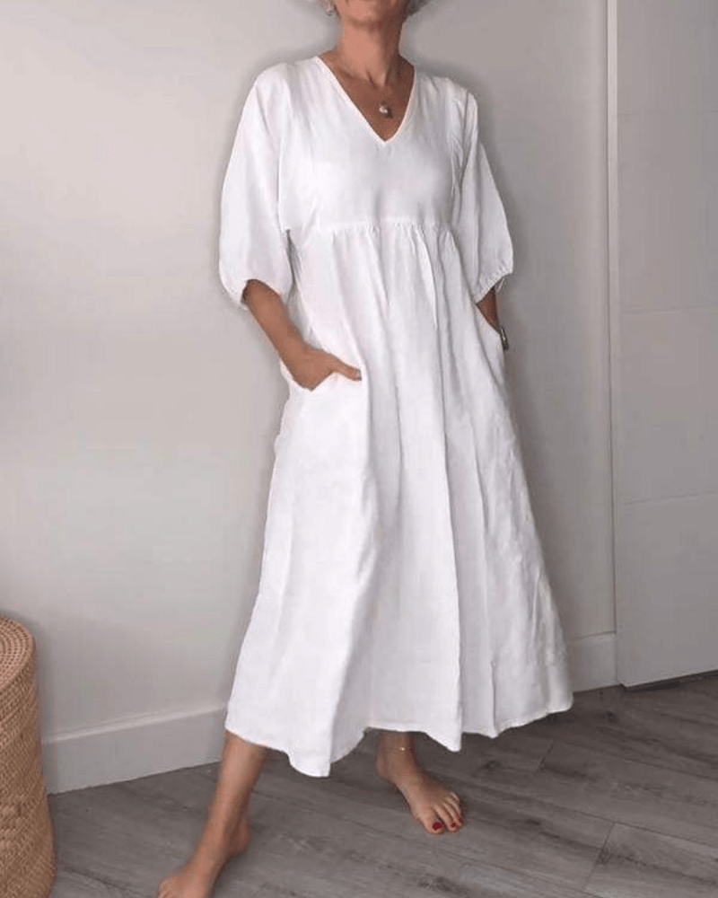 Women's Elegant Maxi Dress with V-Neck