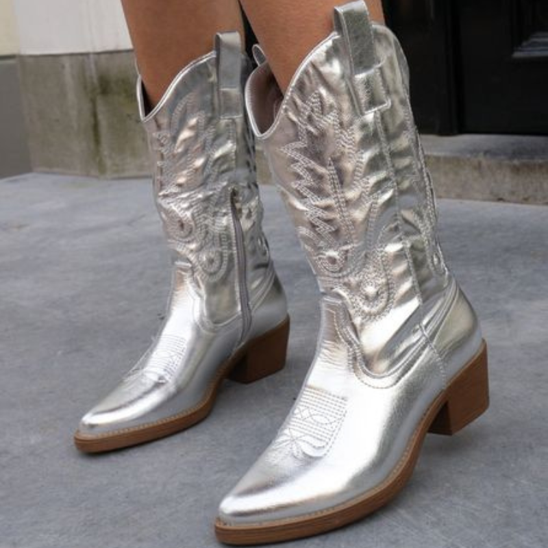 Women's Elegant Metallic Cowboy Boots