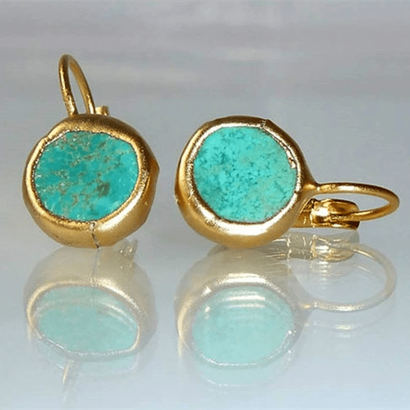 Women's Gold Turquoise Stone Earrings
