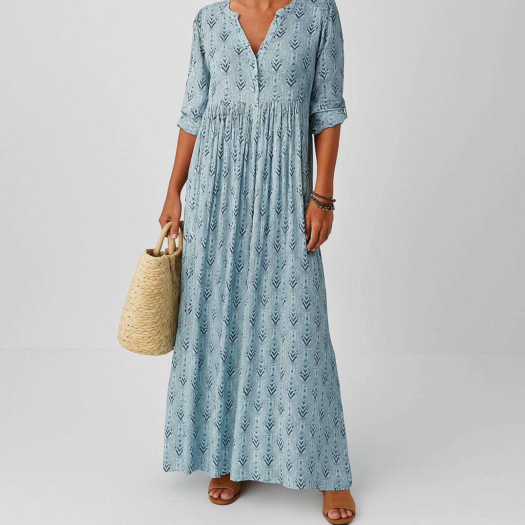 Women's Long Sleeve Dress with Boho Print