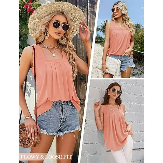 Women's Sleeveless Top with Square Neckline