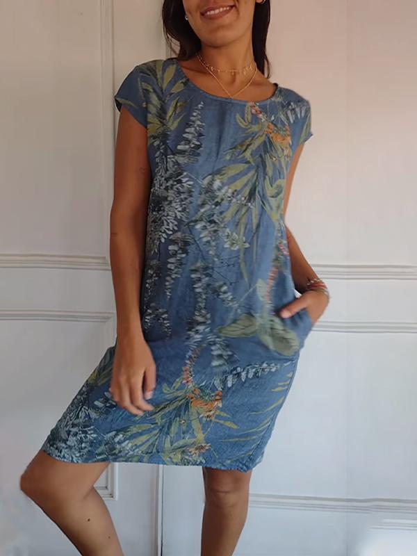 Women's Comfortable Dress with Round Neck