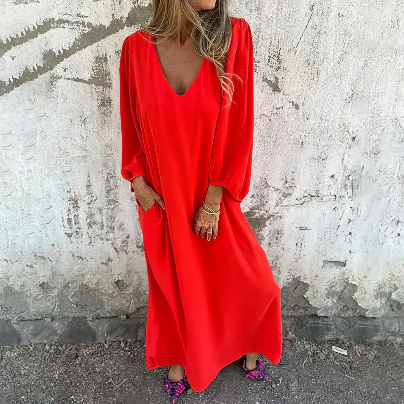 Women's Flowing Maxi Dress with Pockets