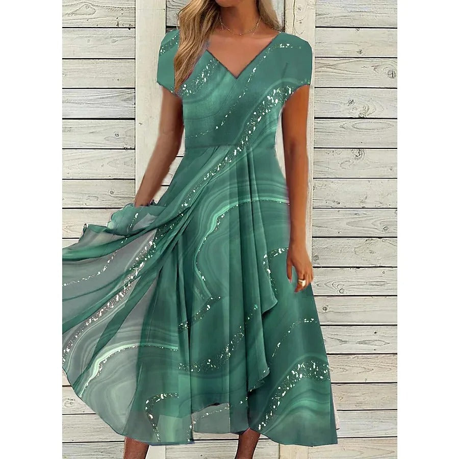 Women's V-neck Midi Dress