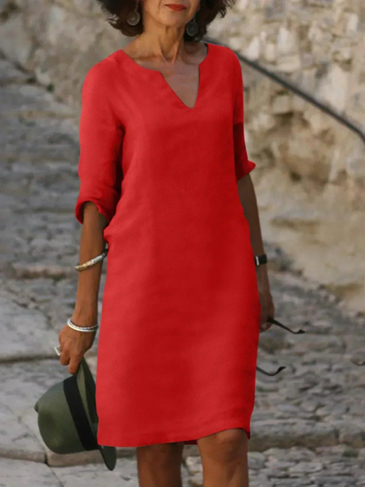 Women's Elegant Dress with V-Neck
