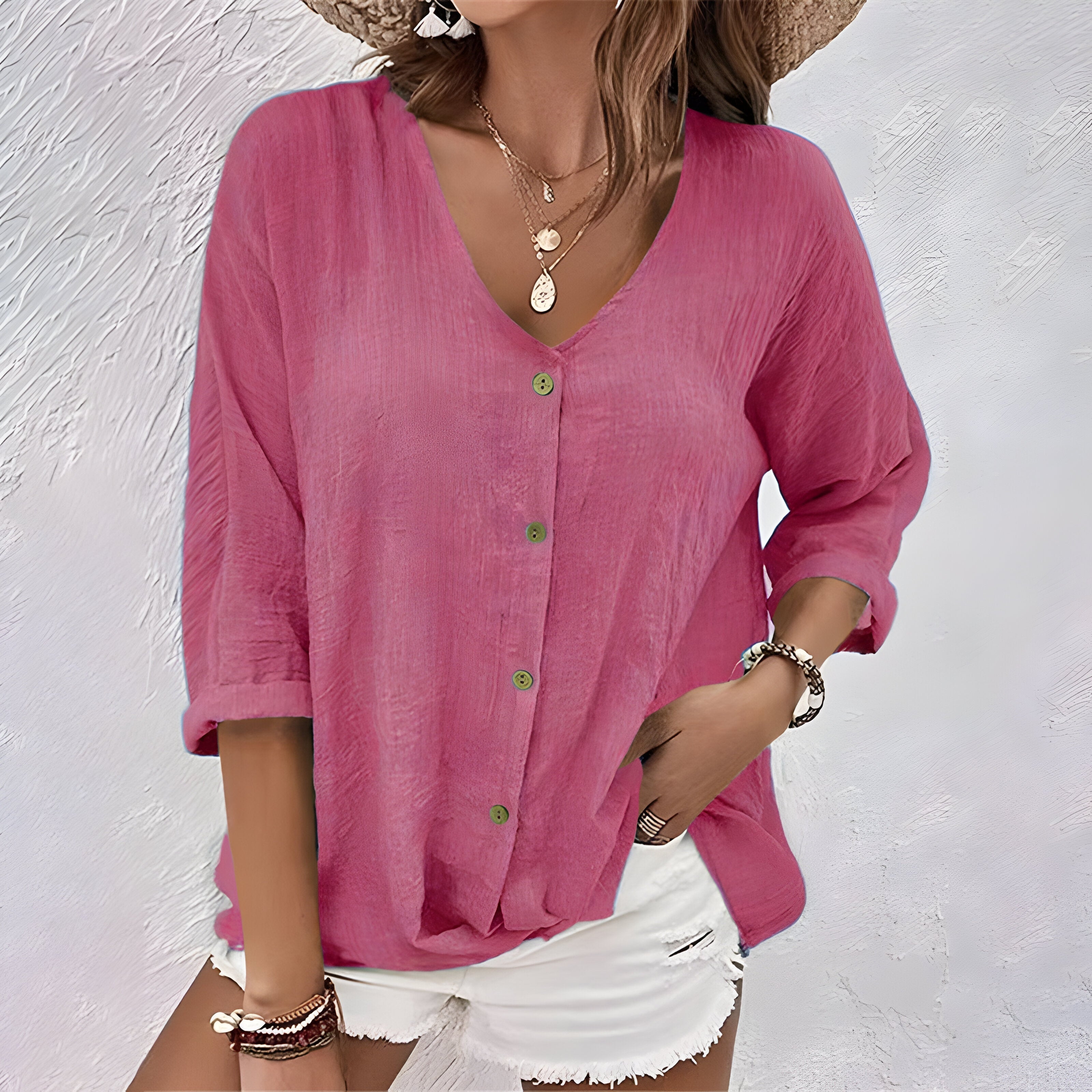 Women's Relaxed Button-Up Blouse