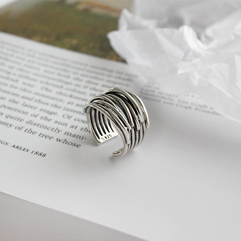 Women's Sterling Silver Adjustable Layered Ring