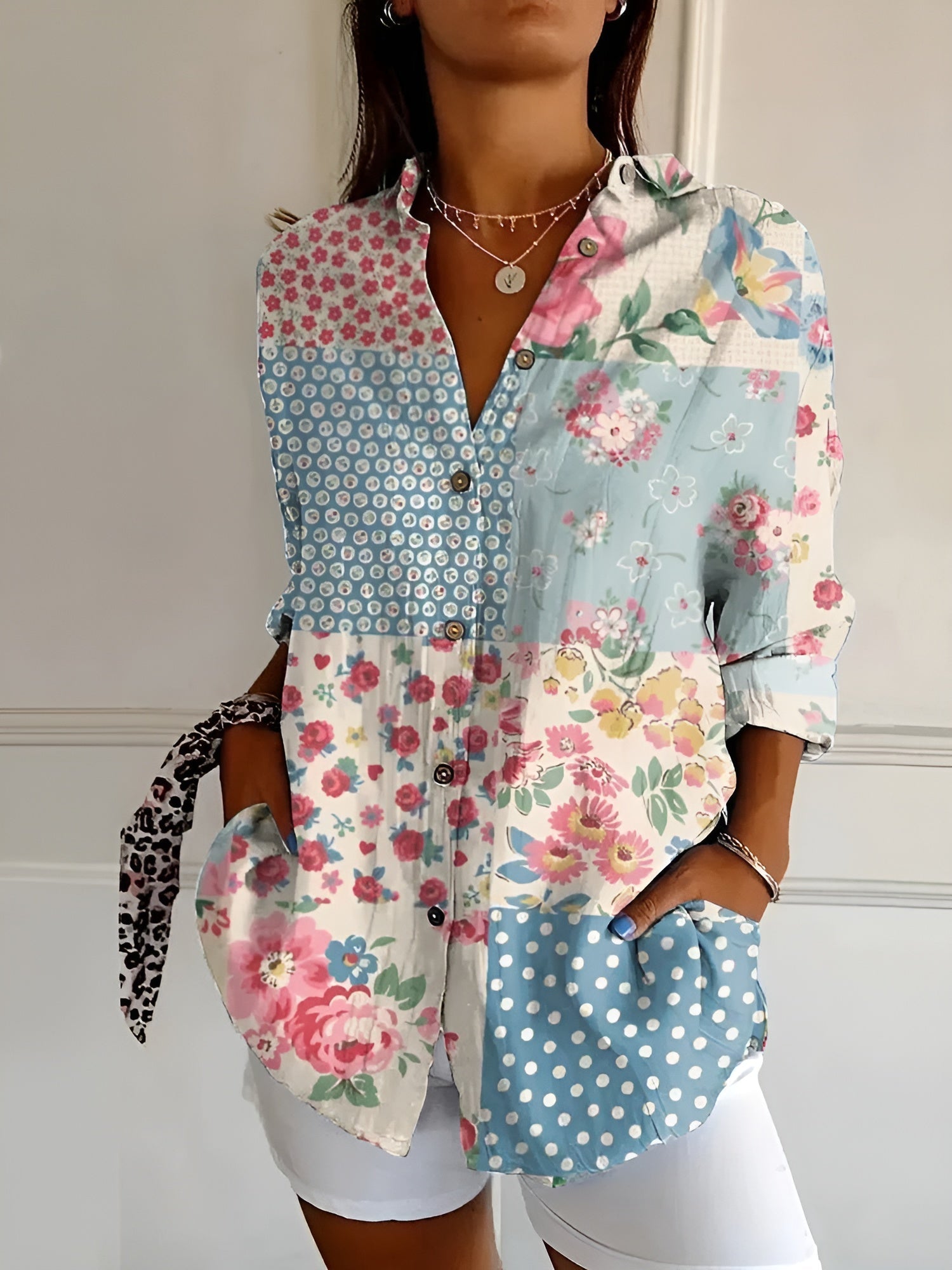 Women's Chic Blouse with Whimsical Prints