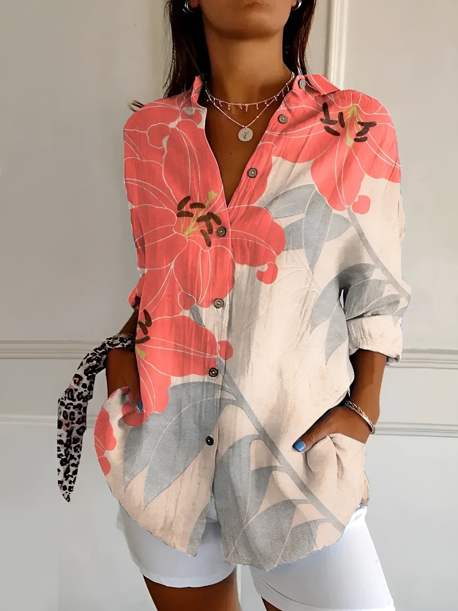 Women's Chic Blouse with Whimsical Prints