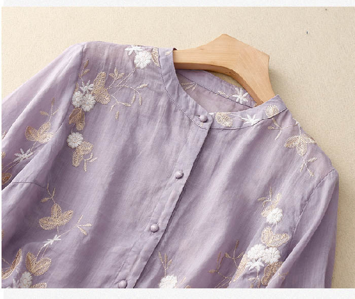 Women's Chic Blouse with Floral Accents