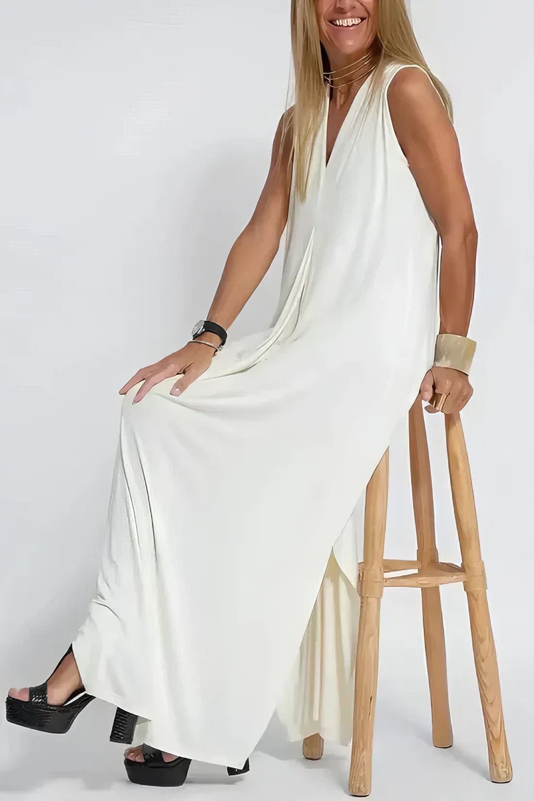 Women's Elegant Long Dress with Coordinated Cardigan
