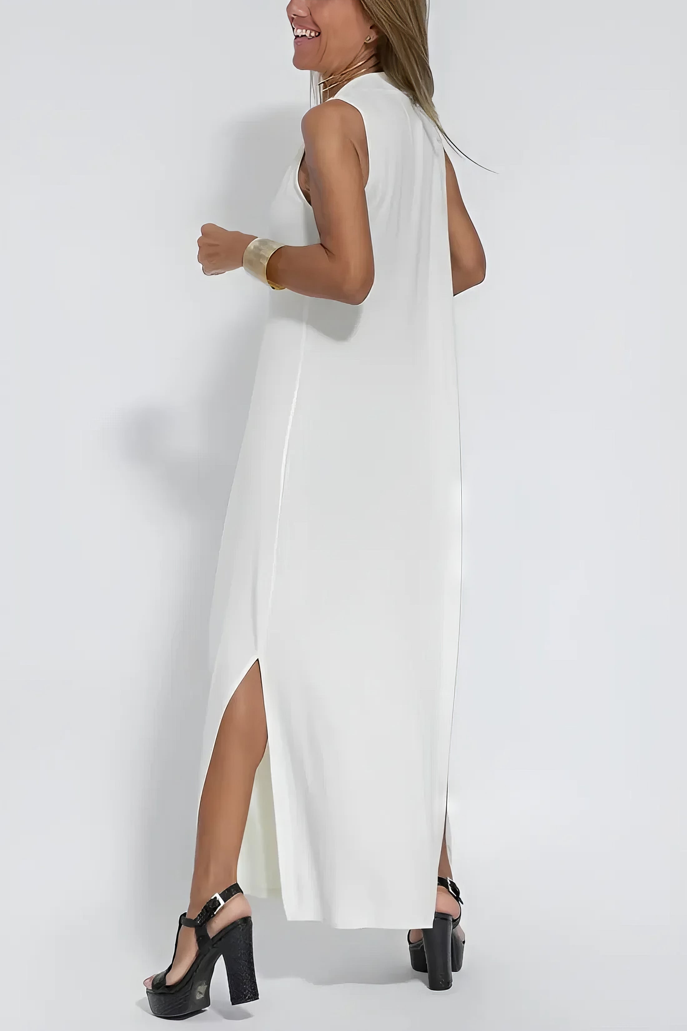 Women's Elegant Long Dress with Coordinated Cardigan