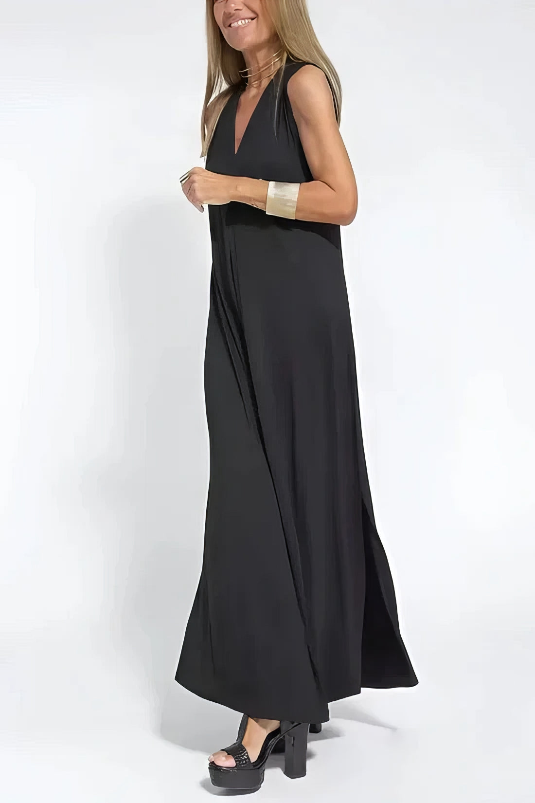Women's Elegant Long Dress with Coordinated Cardigan