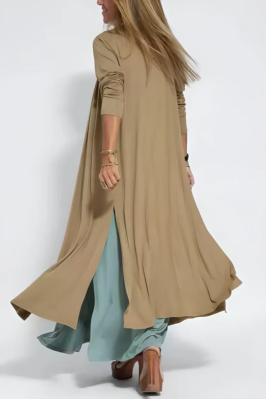 Women's Elegant Long Dress with Coordinated Cardigan