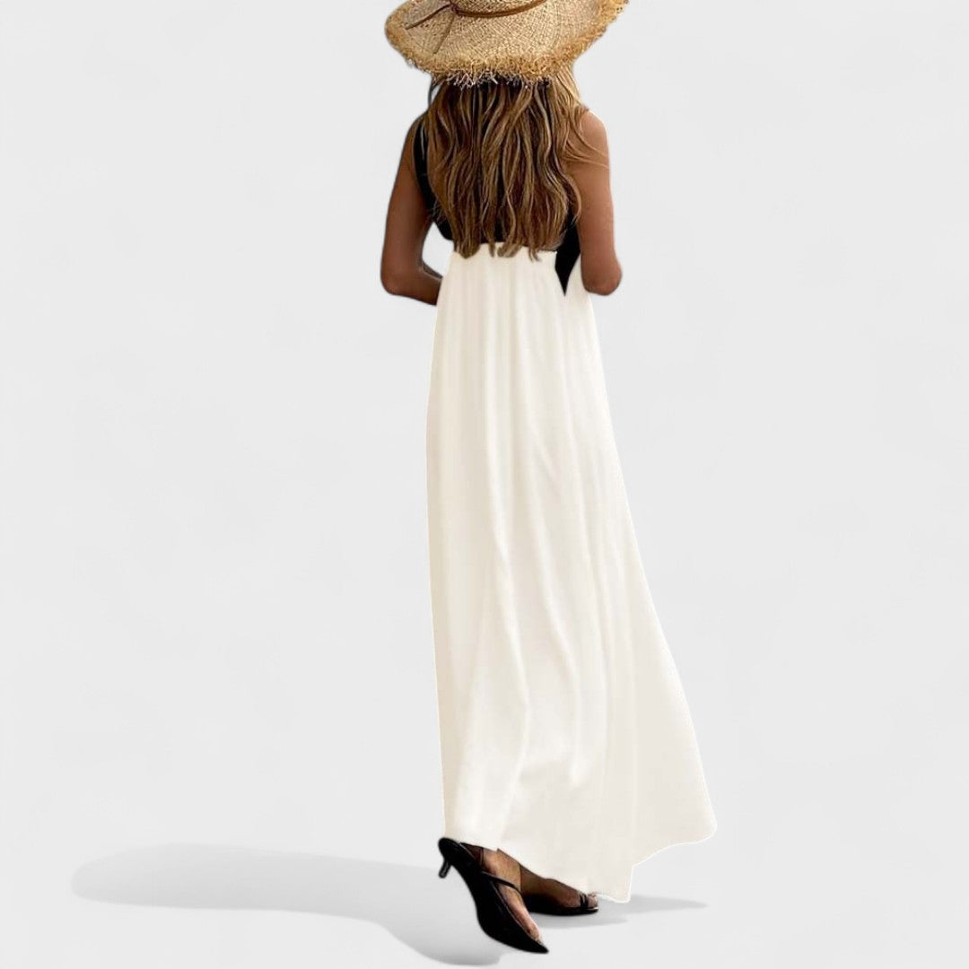 Women's Elegant Cross-Neck Maxi Dress