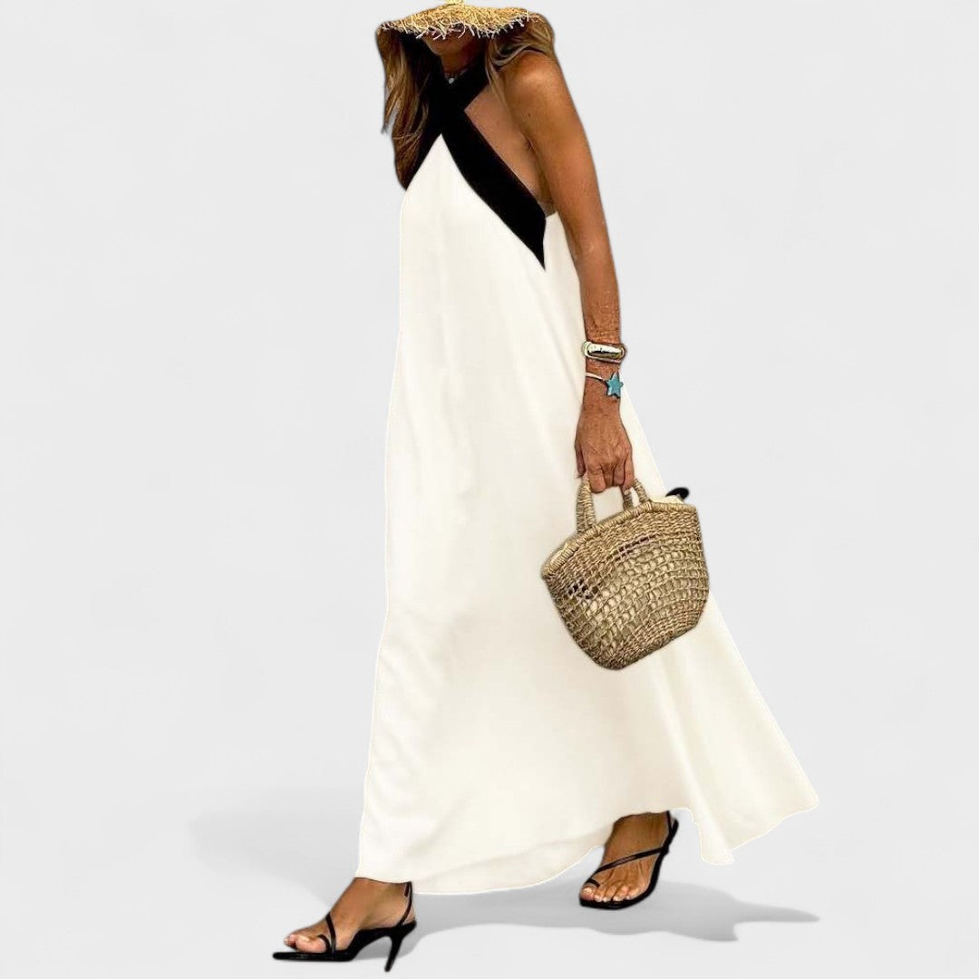 Women's Elegant Cross-Neck Maxi Dress