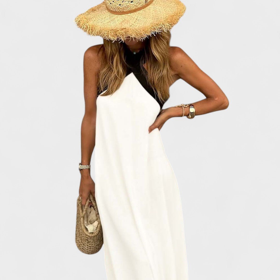 Women's Elegant Cross-Neck Maxi Dress