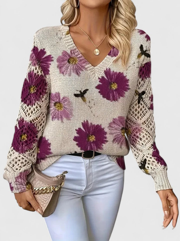 Women's Elegant Floral Pullover