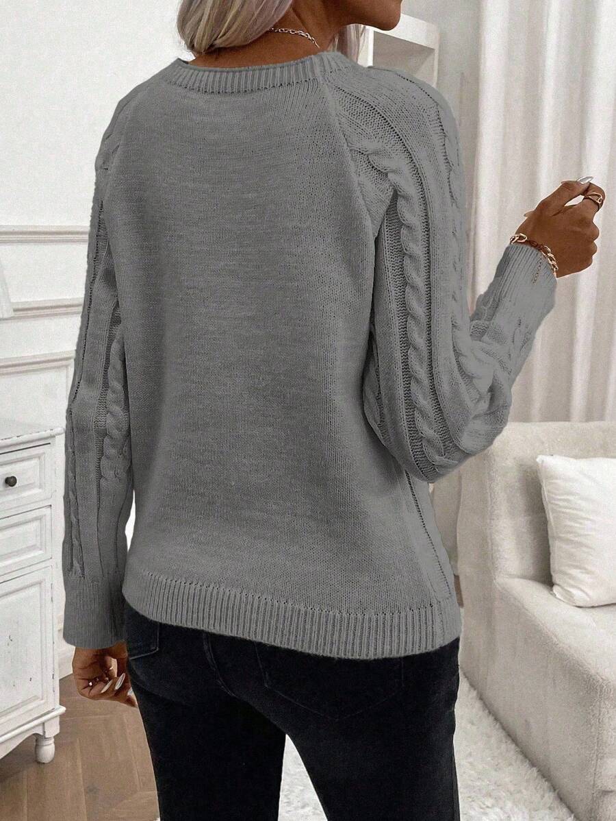 Women's Button-Detail Cable Jumper