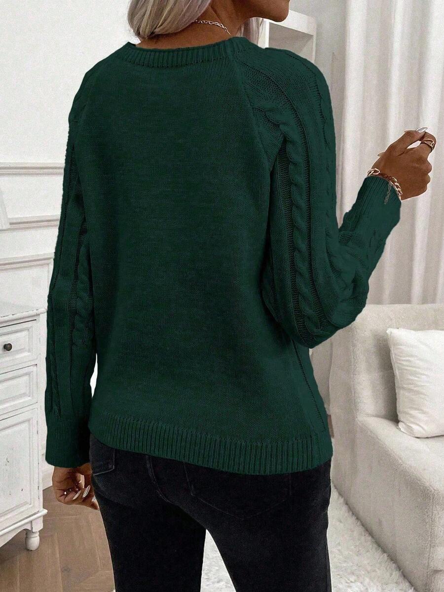 Women's Button-Detail Cable Jumper