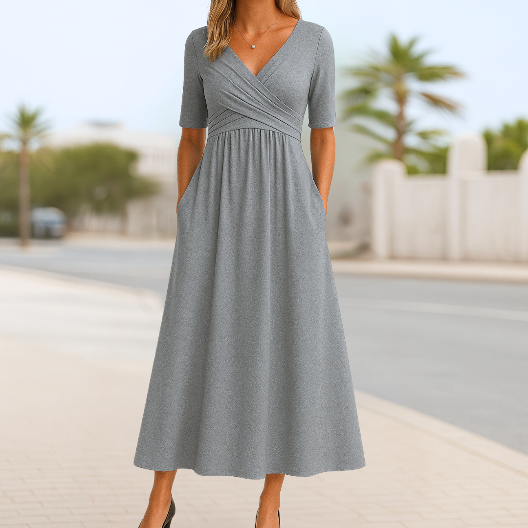 Women's Crossed Dress with Short Sleeves