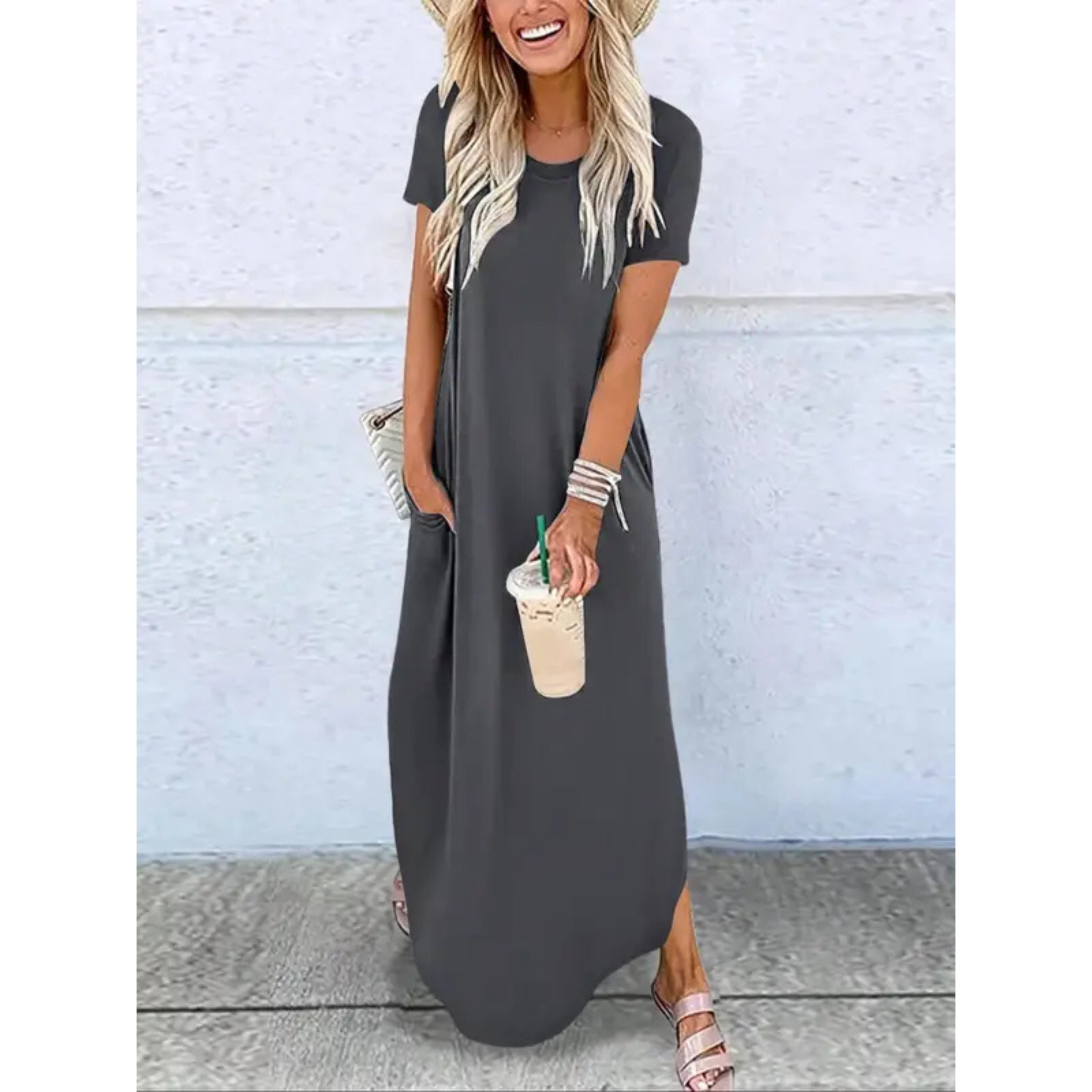 Women's Casual Summer Round Neck Maxi Dress