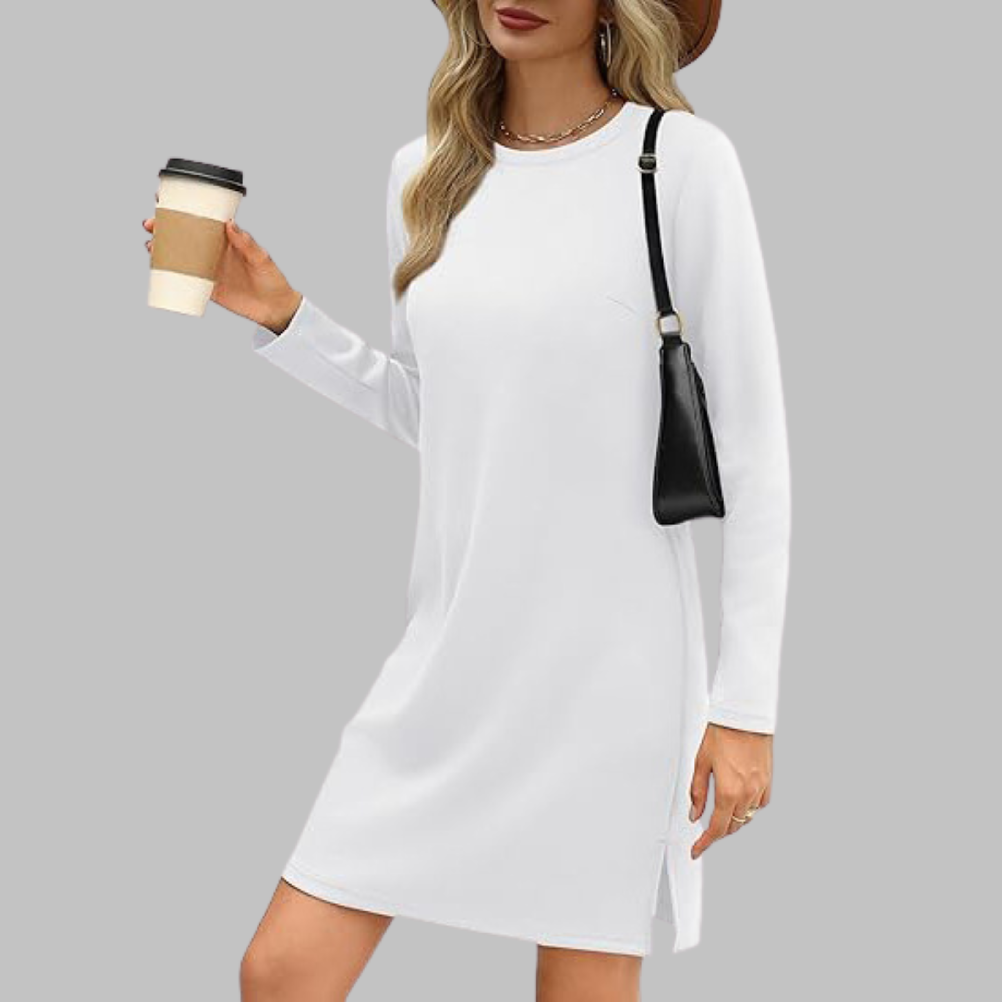 Women's Comfortable Long Sleeve Round Neck Dress