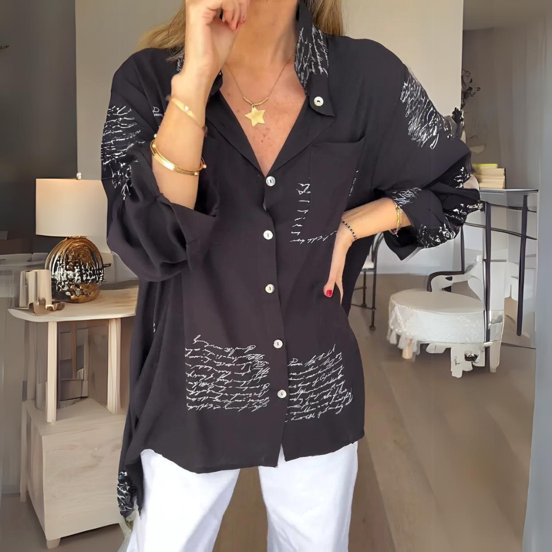 Women's Handwritten Button-Up Shirt