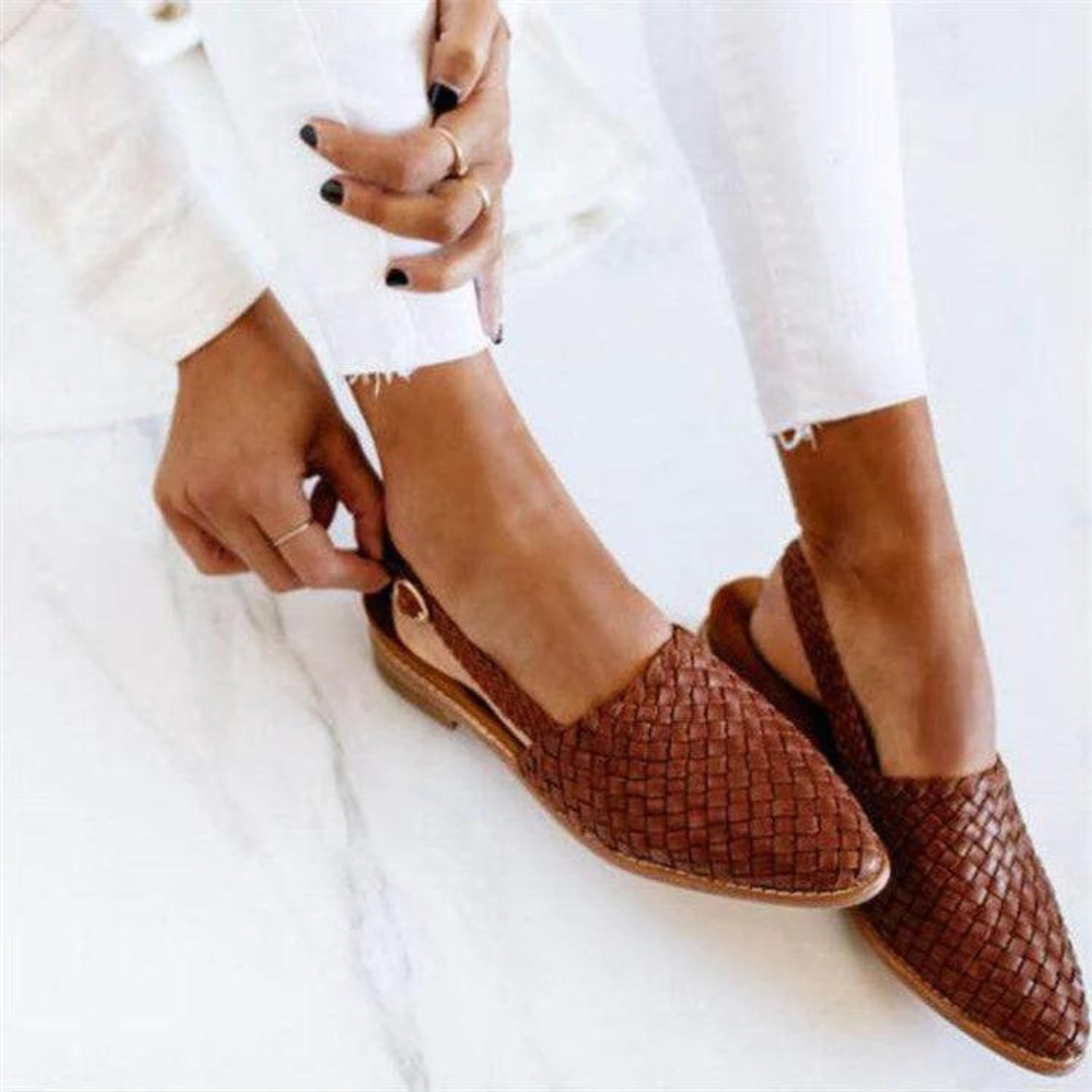 Women's Elegant Woven Vegan Leather Ballerinas