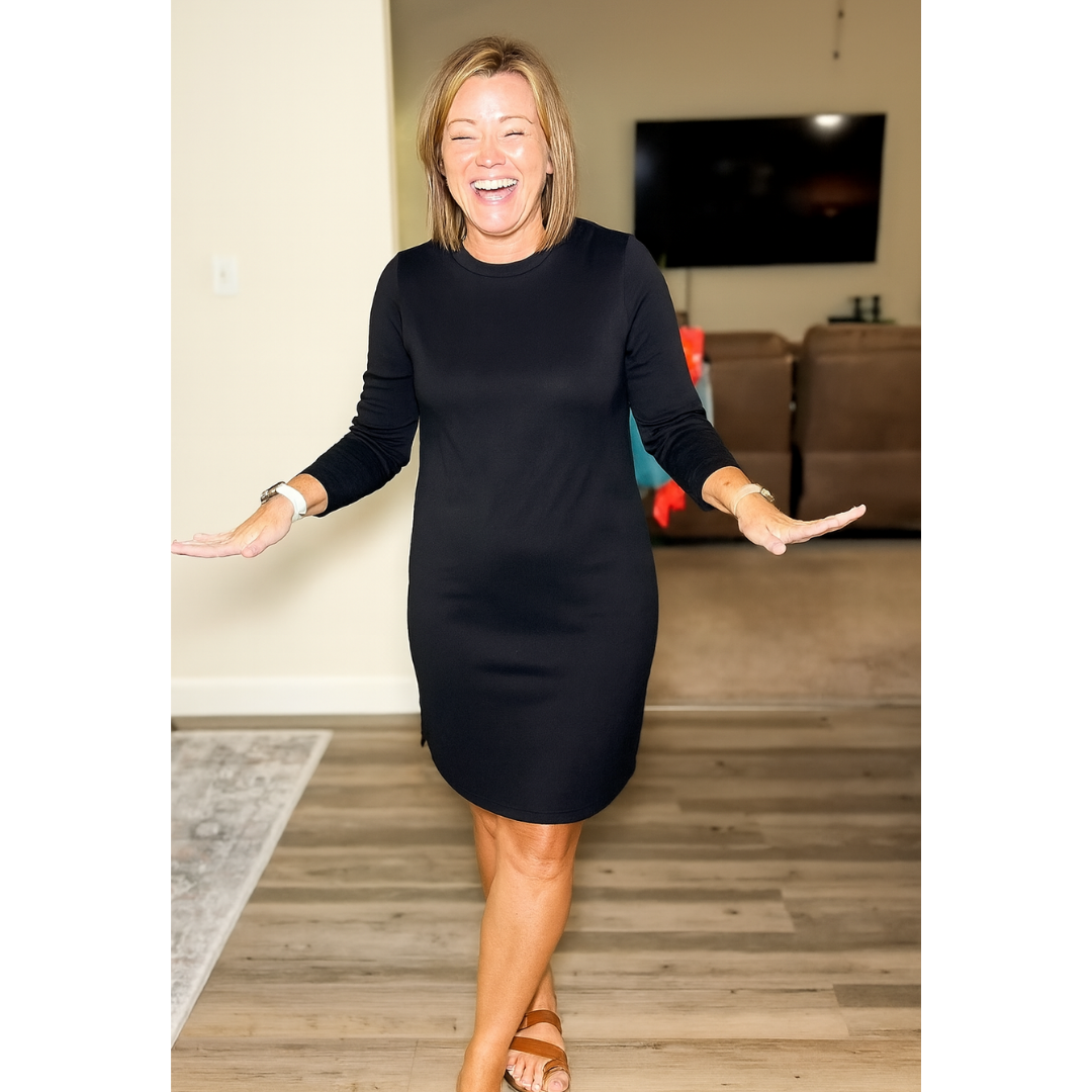 Women's Comfortable Long Sleeve Round Neck Dress