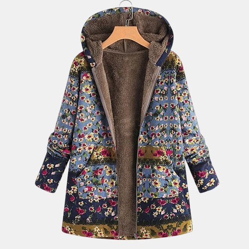 Women's Boho Floral Hooded Coat