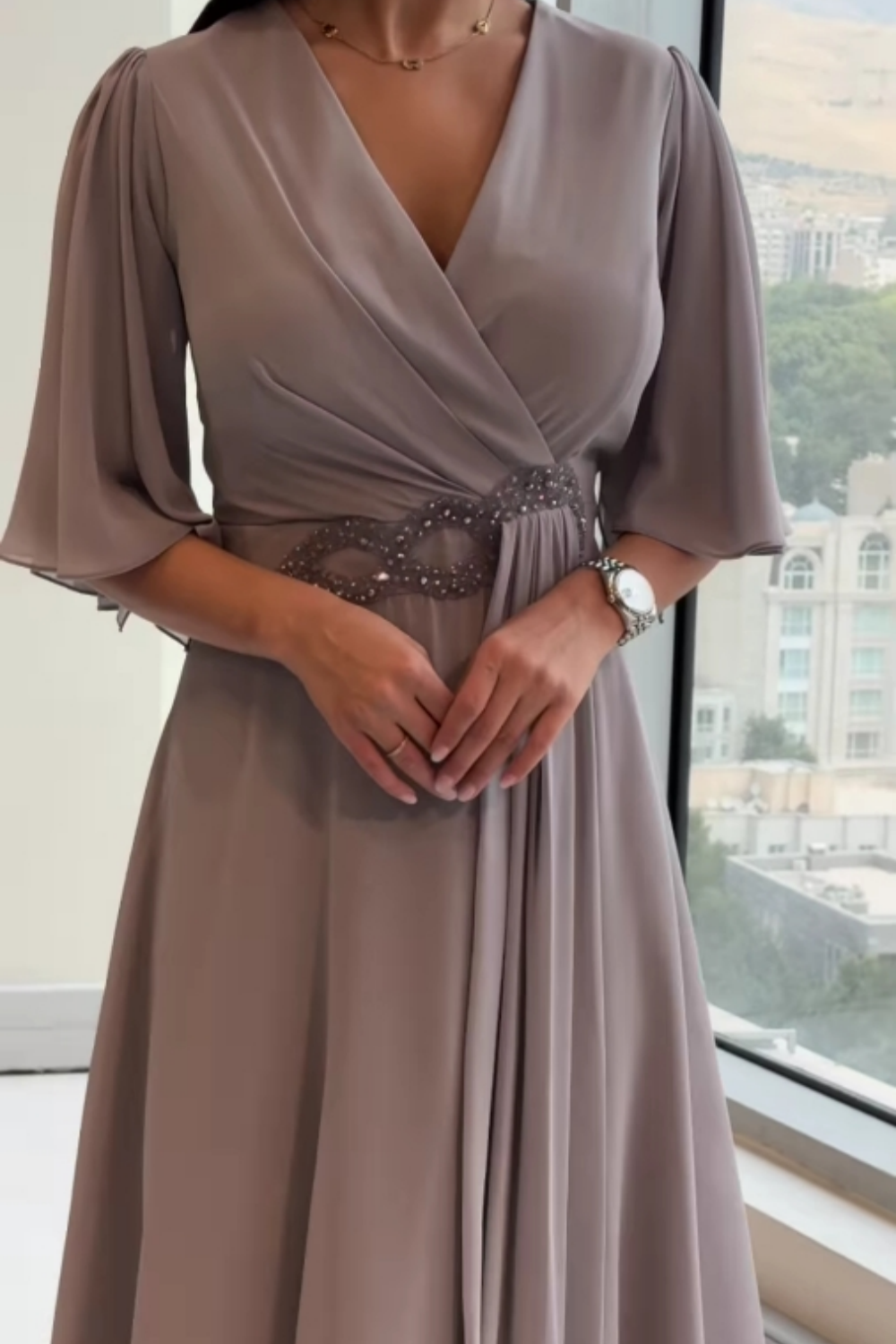 Women's Elegant V-neck maxi dress