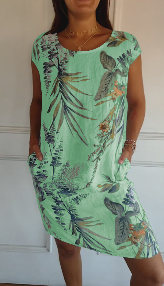 Women's Comfortable Dress with Round Neck