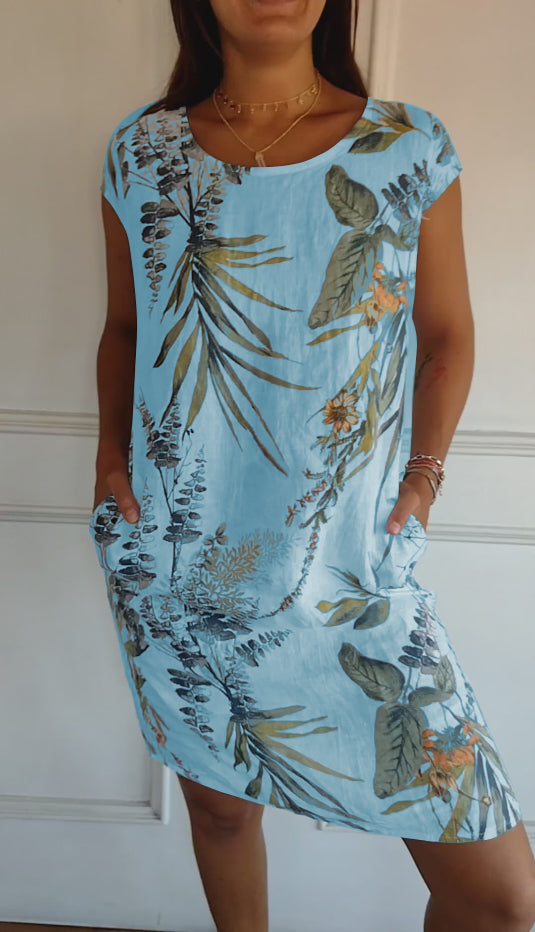 Women's Comfortable Dress with Round Neck