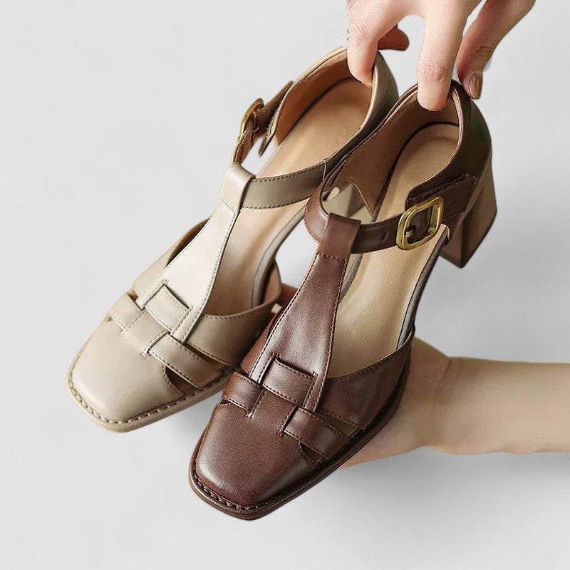 Women's Orthopedic T-Strap Block Heels