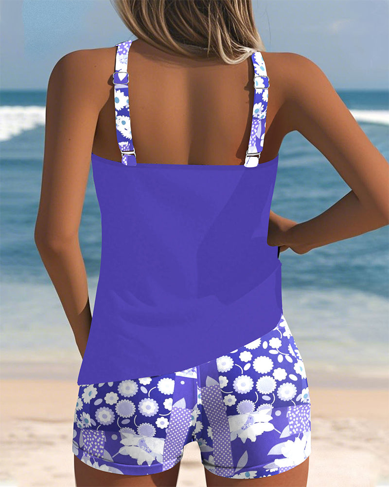 Women's Two-Piece Swimsuit with Comfortable Fit and Floral Beach Style