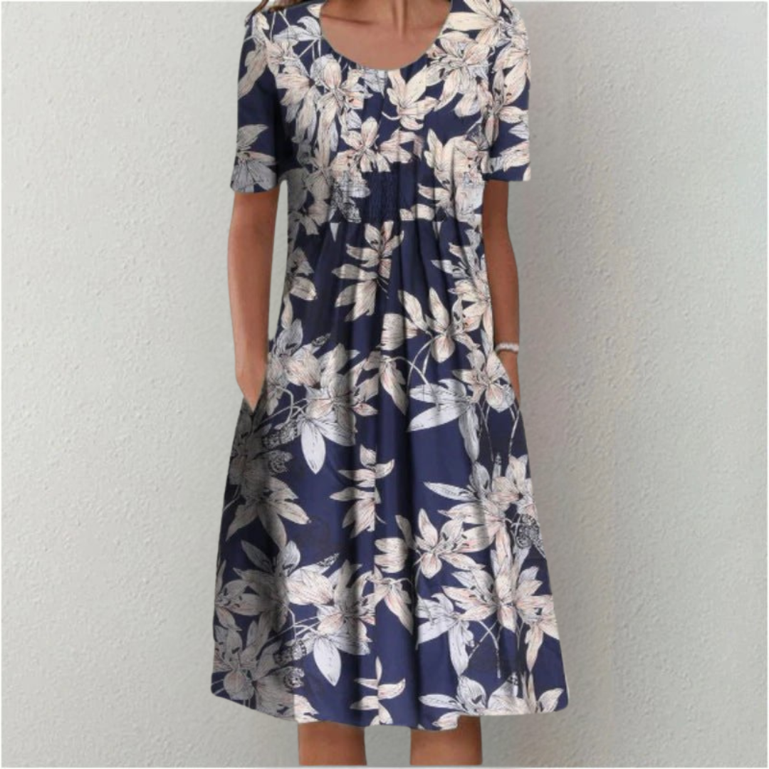 Women's Stylish and Casual Floral Dress with Pockets