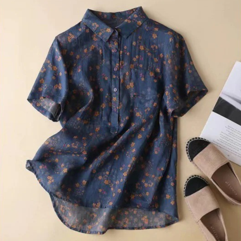 Women's Floral Half-Placket Shirt