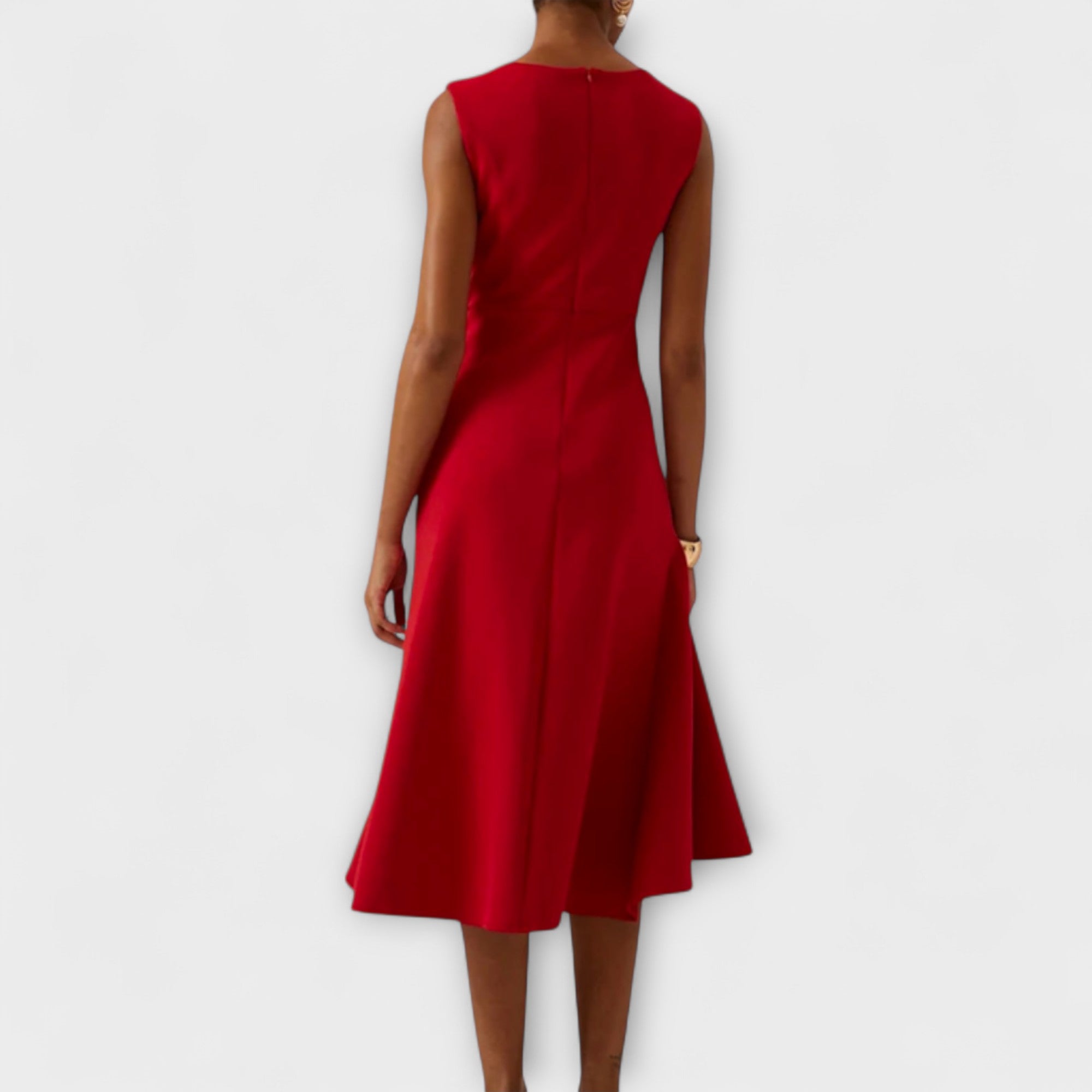 Women's Draped Asymmetric Midi Dress