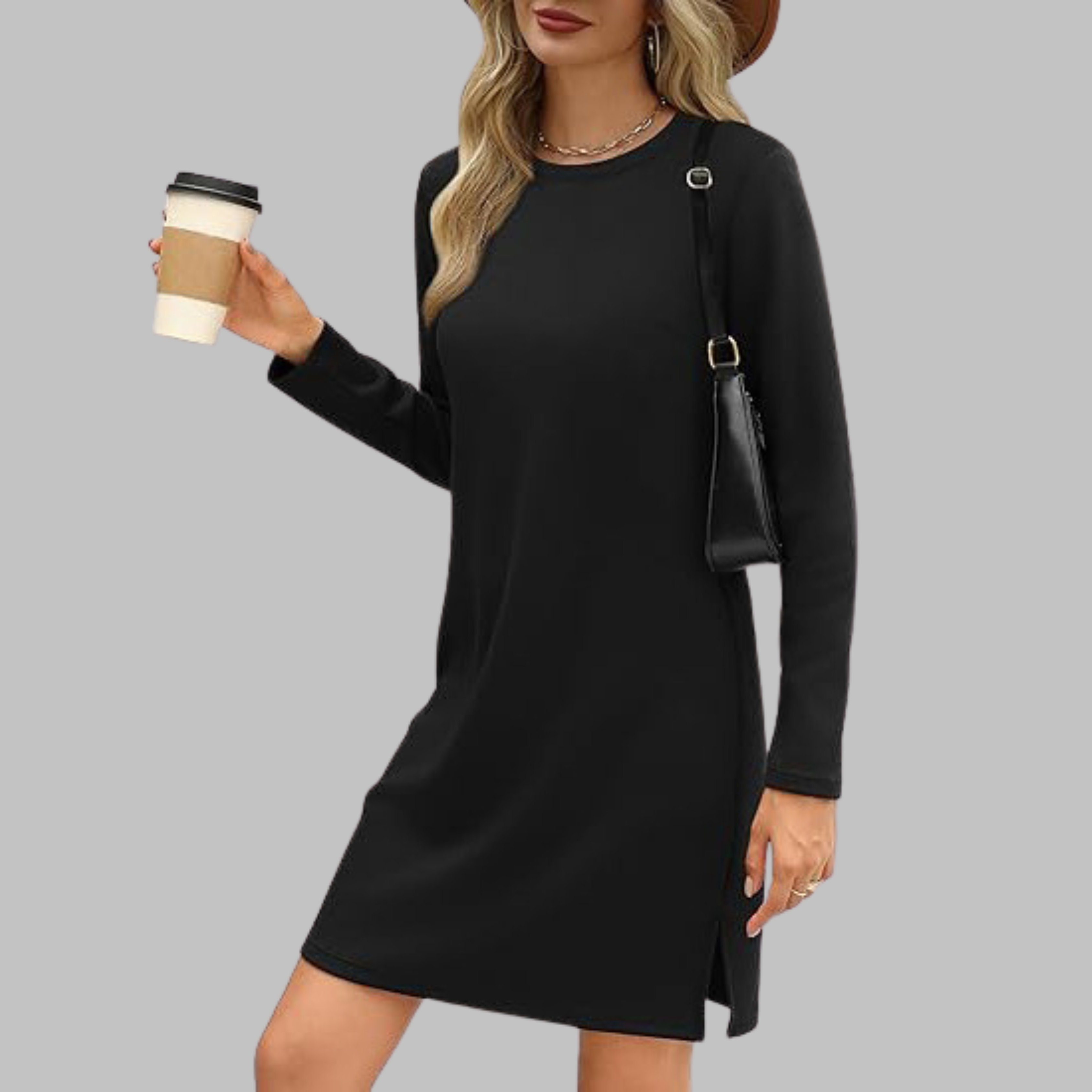 Women's Comfortable Long Sleeve Round Neck Dress