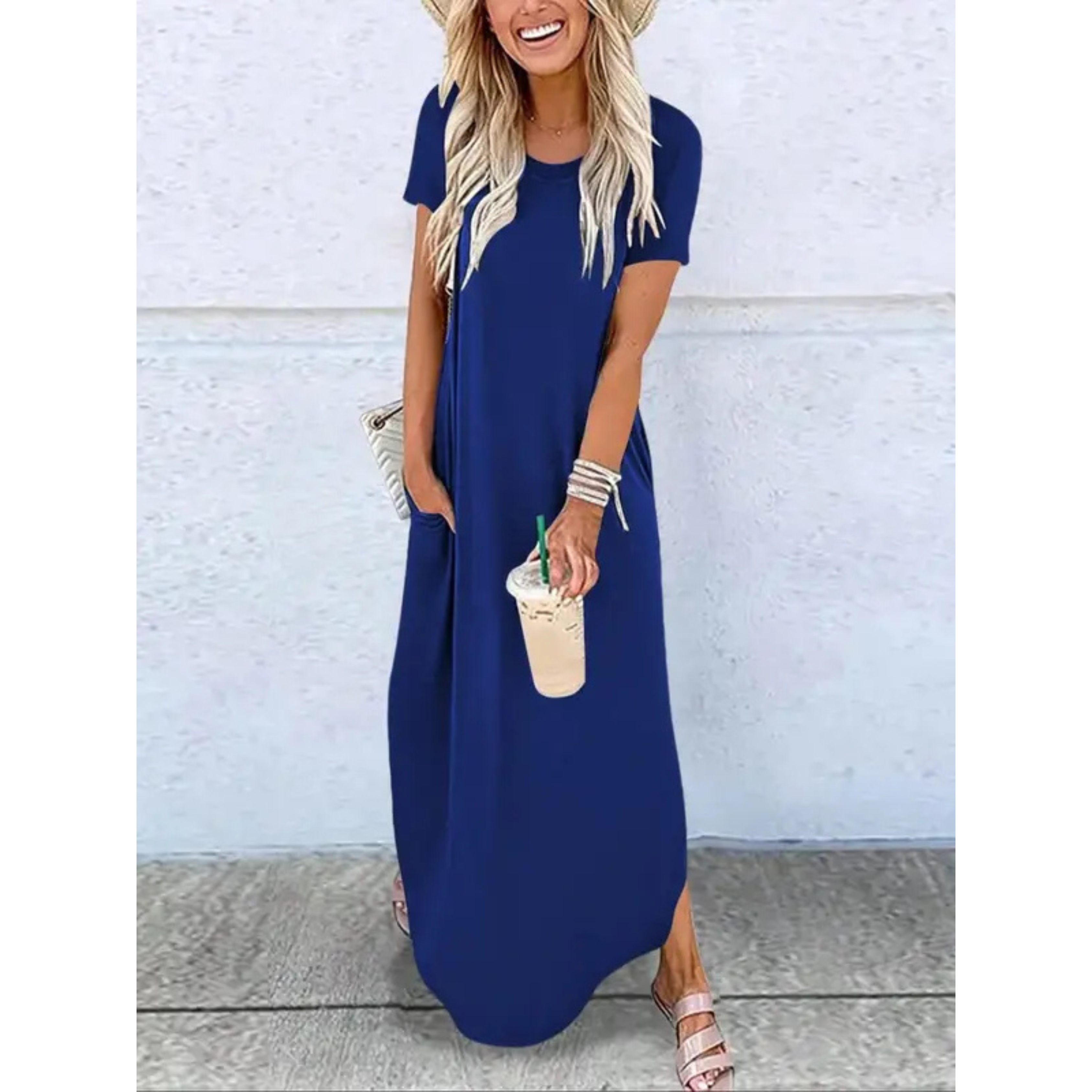 Women's Casual Summer Round Neck Maxi Dress